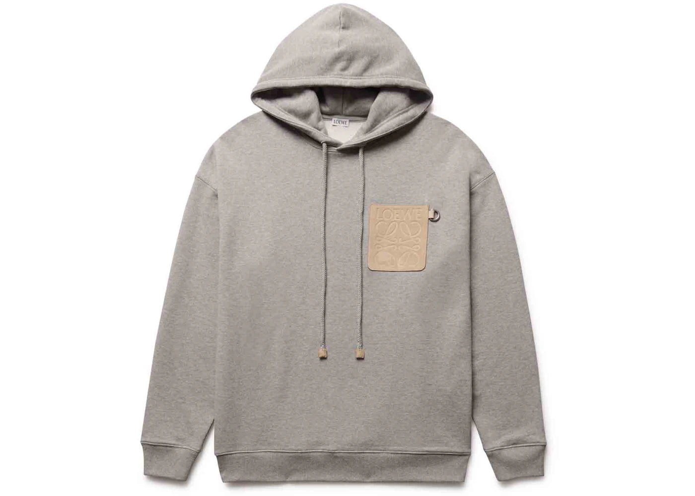 LOEWE Anagram Leather Patch Hoodie Grey