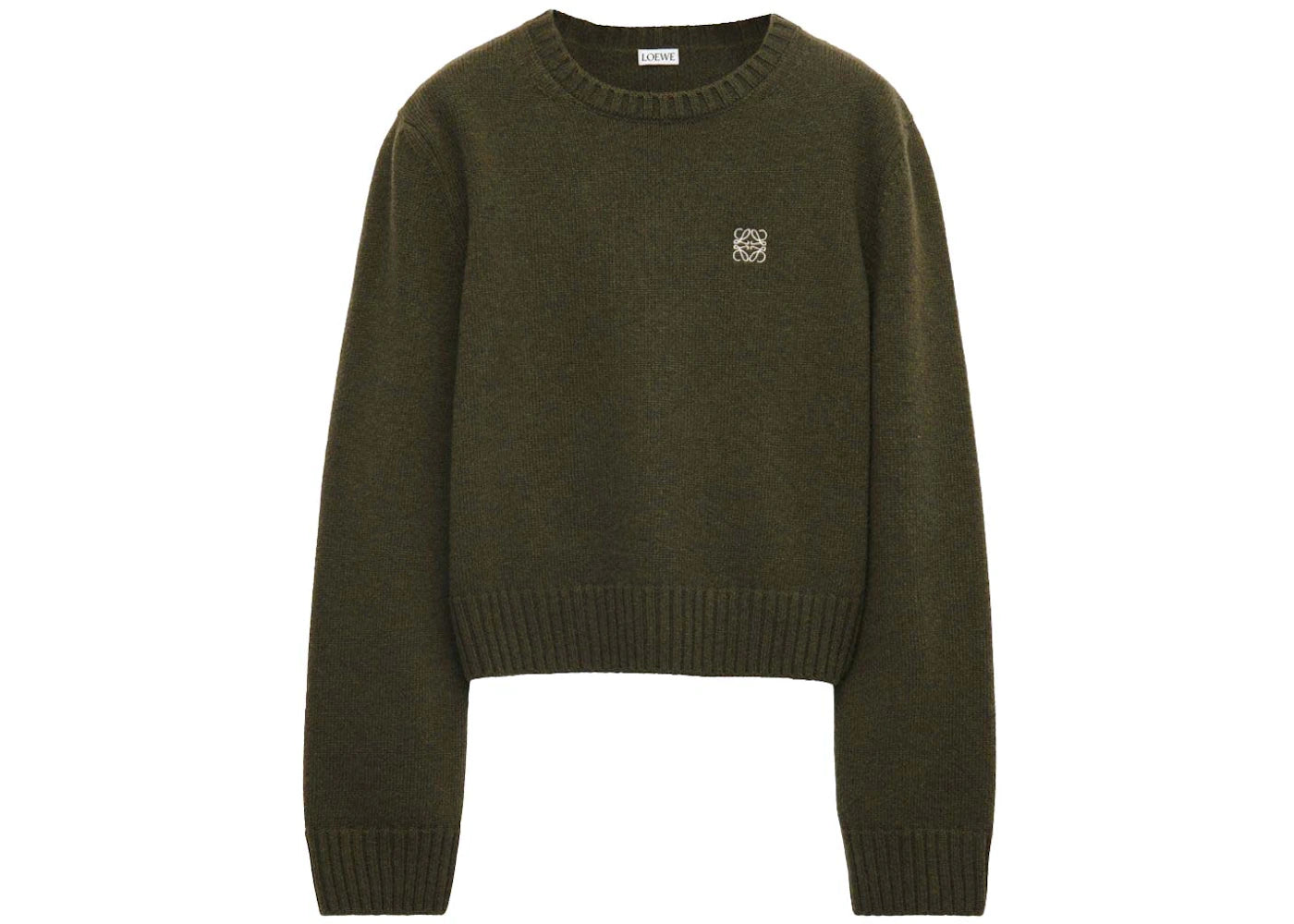 LOEWE Anagram Wool Sweater Khaki Green/White