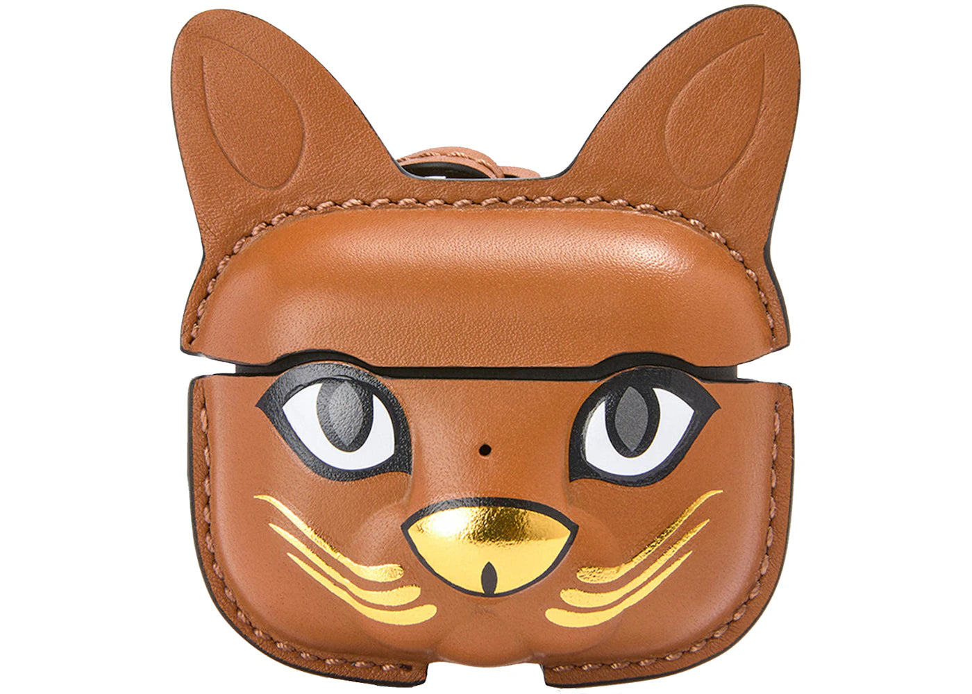 LOEWE Cat AirPod Pro Case in Smooth Calfskin Tan