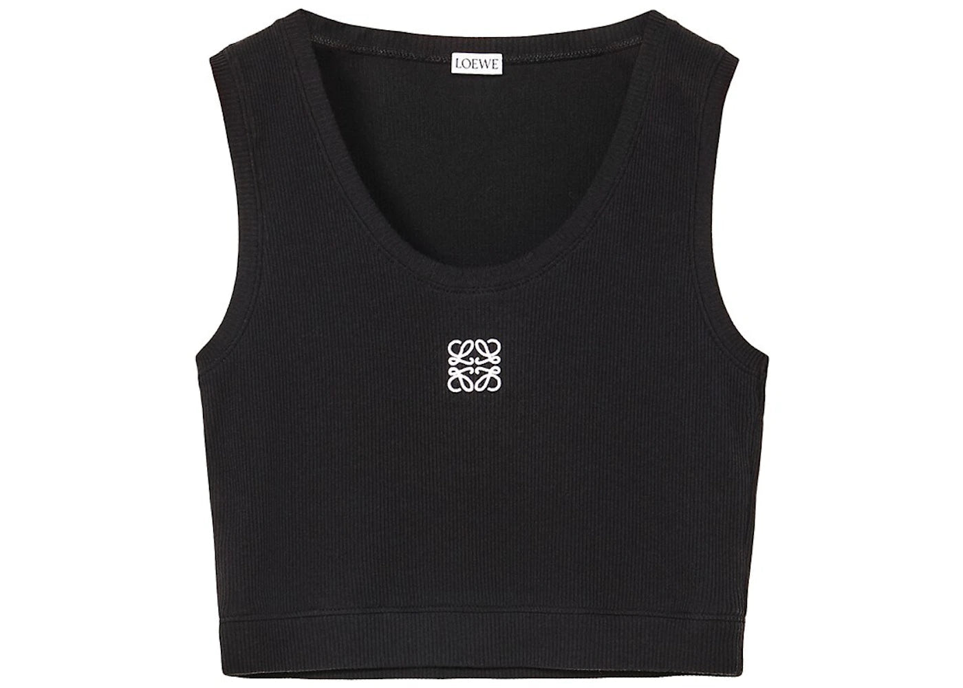 LOEWE Cropped Cotton Anagram Tank Top Black/White