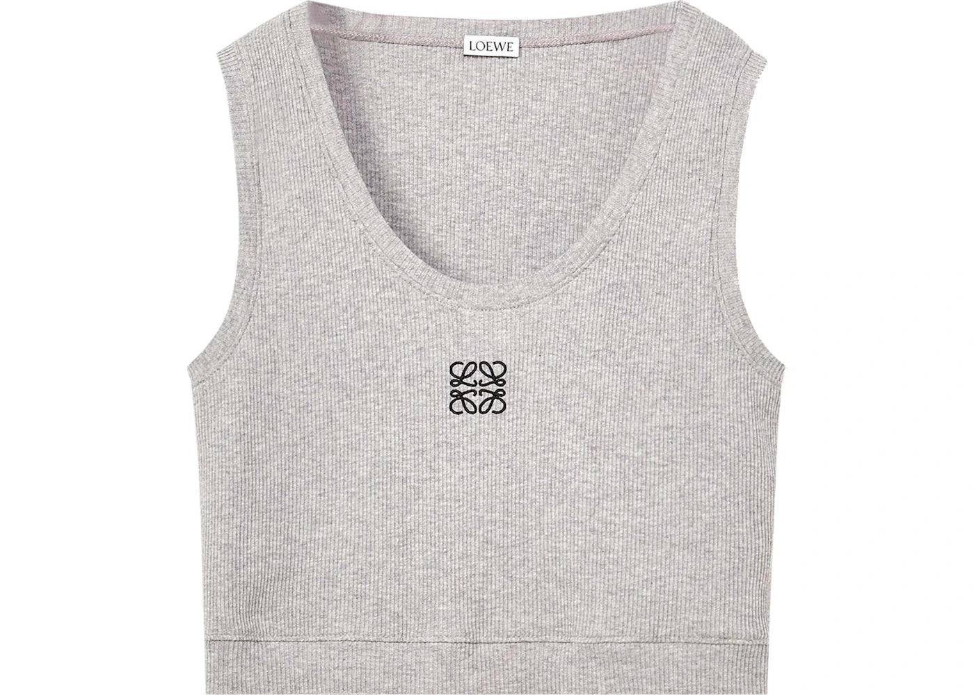 LOEWE Cropped Cotton Anagram Tank Top Grey/Black