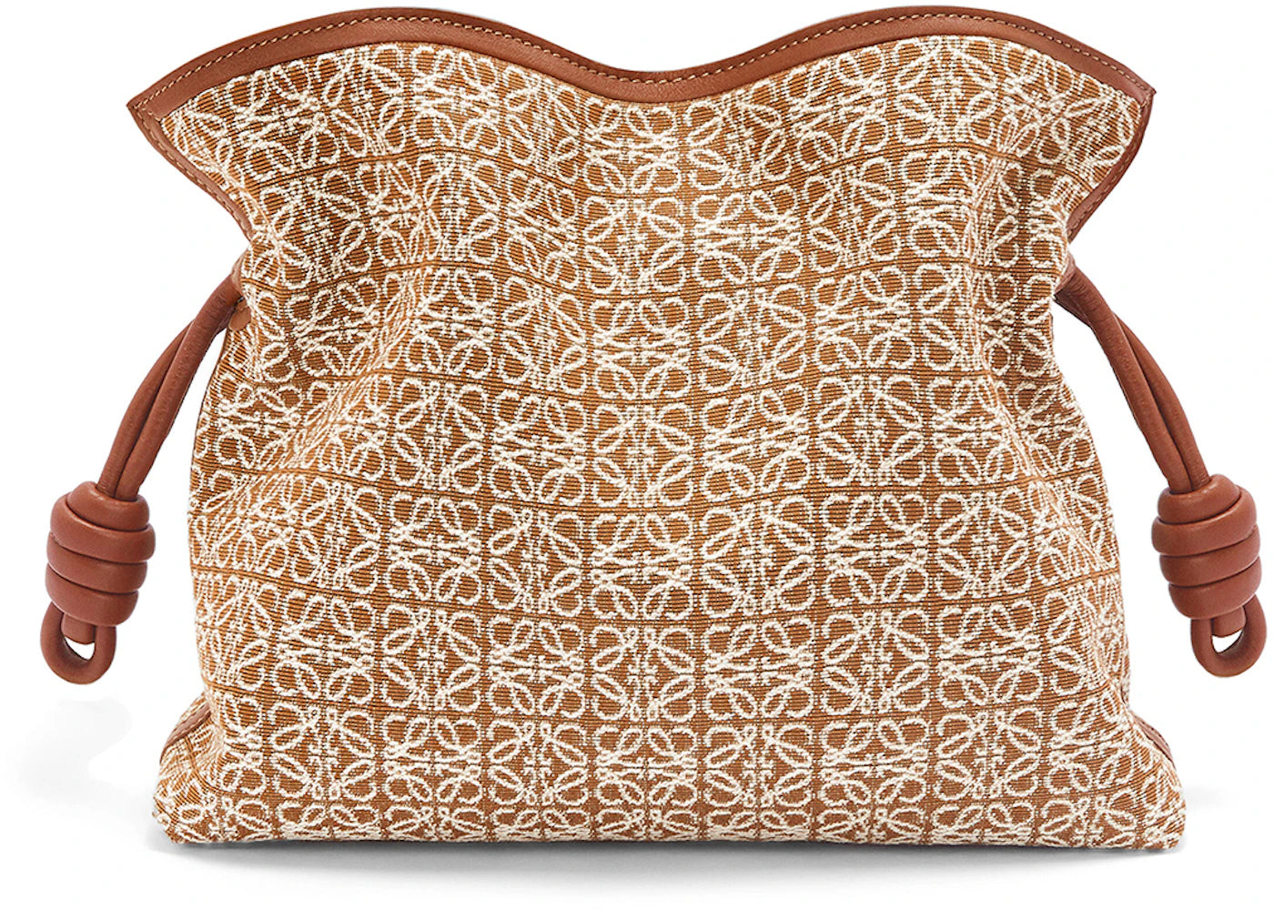 LOEWE Flamenco Clutch in Anagram jacquard and Calfskin Tan/Pecan