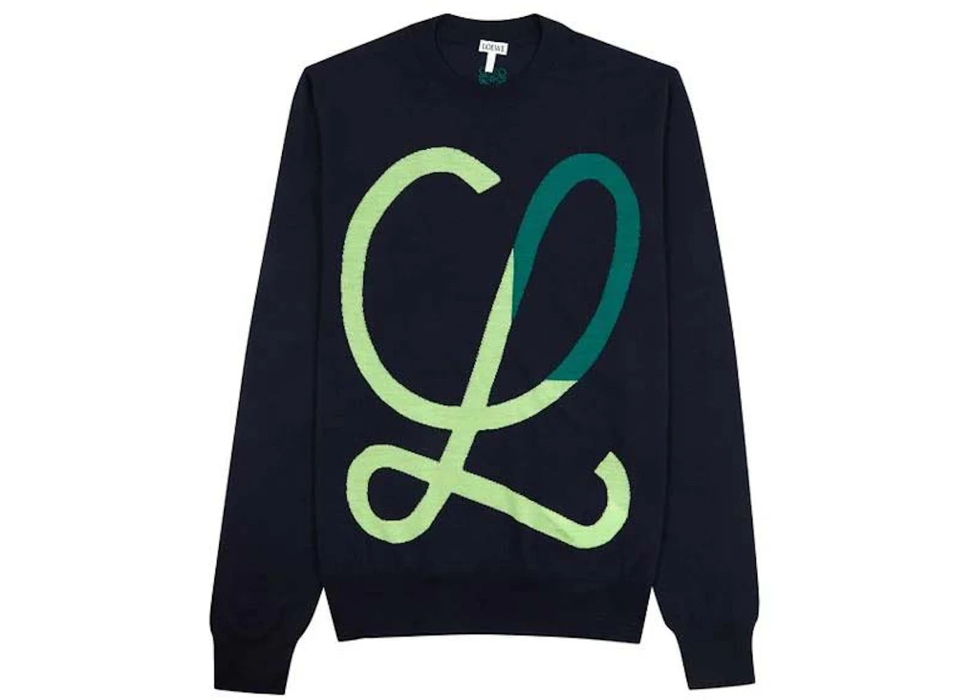 LOEWE L Intarsia Wool Sweater Blue/Green