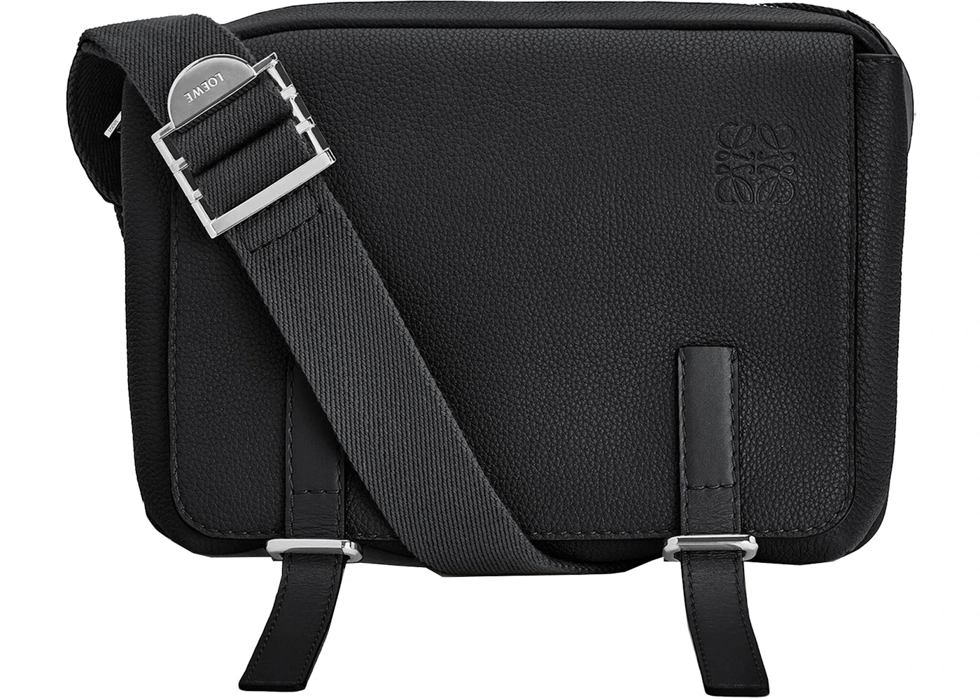 LOEWE Military Messenger Bag in Soft Grained Calfskin XS Black