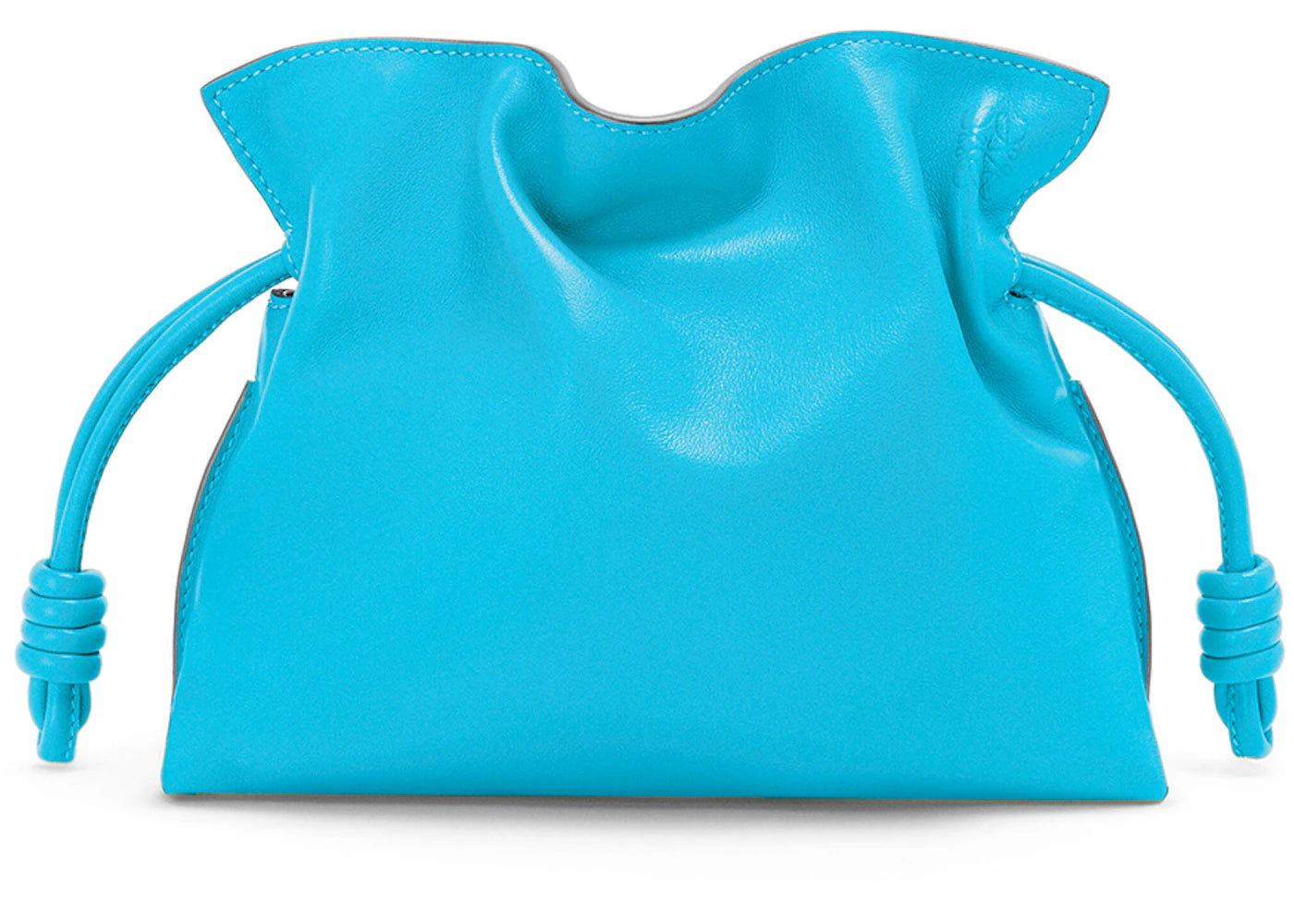 LOEWE Mini Flamenco Clutch in Nappa Calfskin Cyan