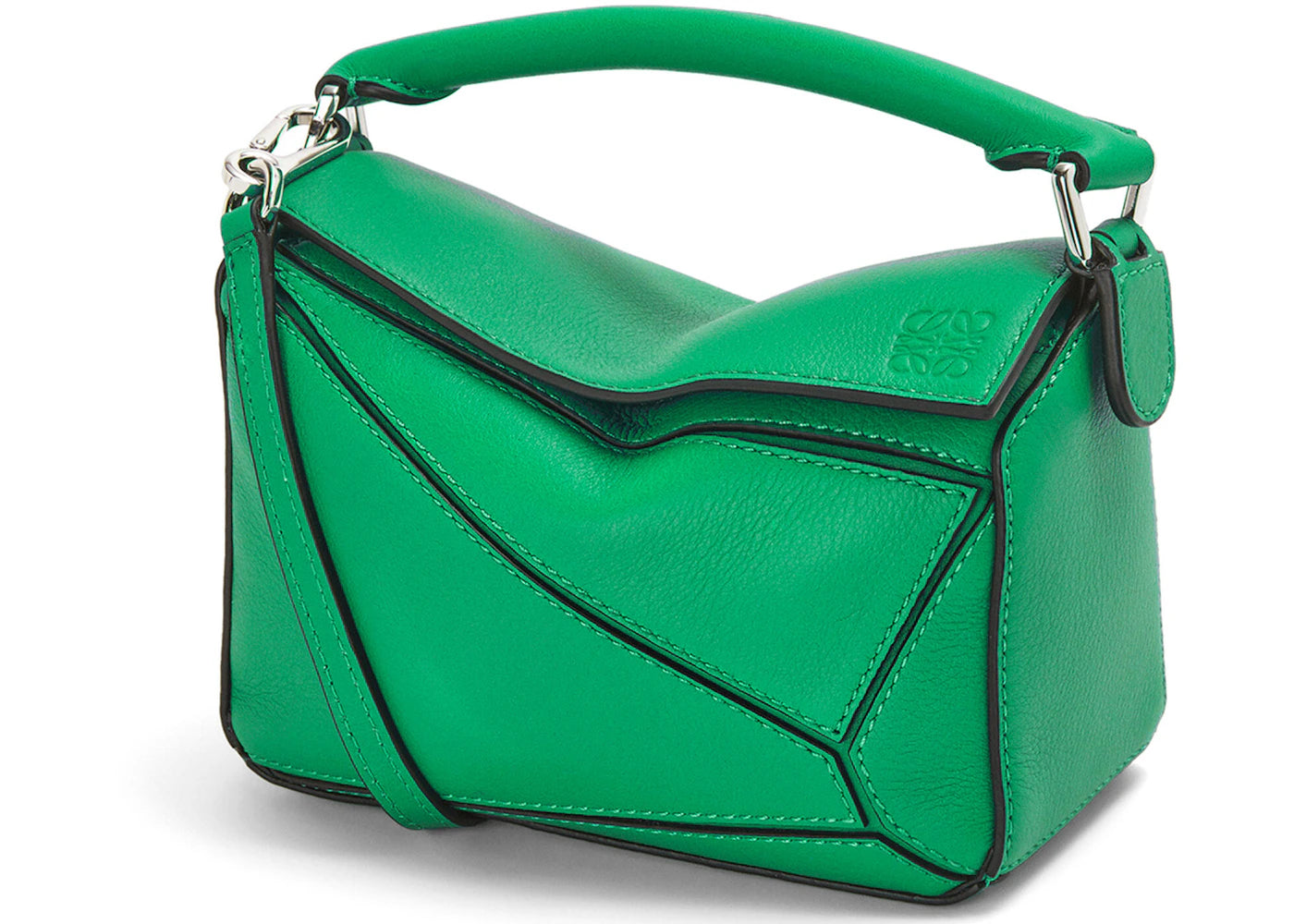 LOEWE Puzzle Bag in Classic Calfskin Mini Jungle Green