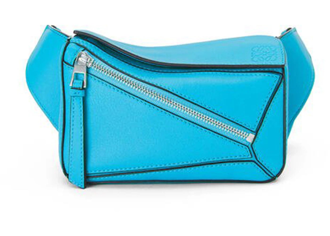 LOEWE Puzzle Bum Bag in Classic Calfskin Mini Cyan