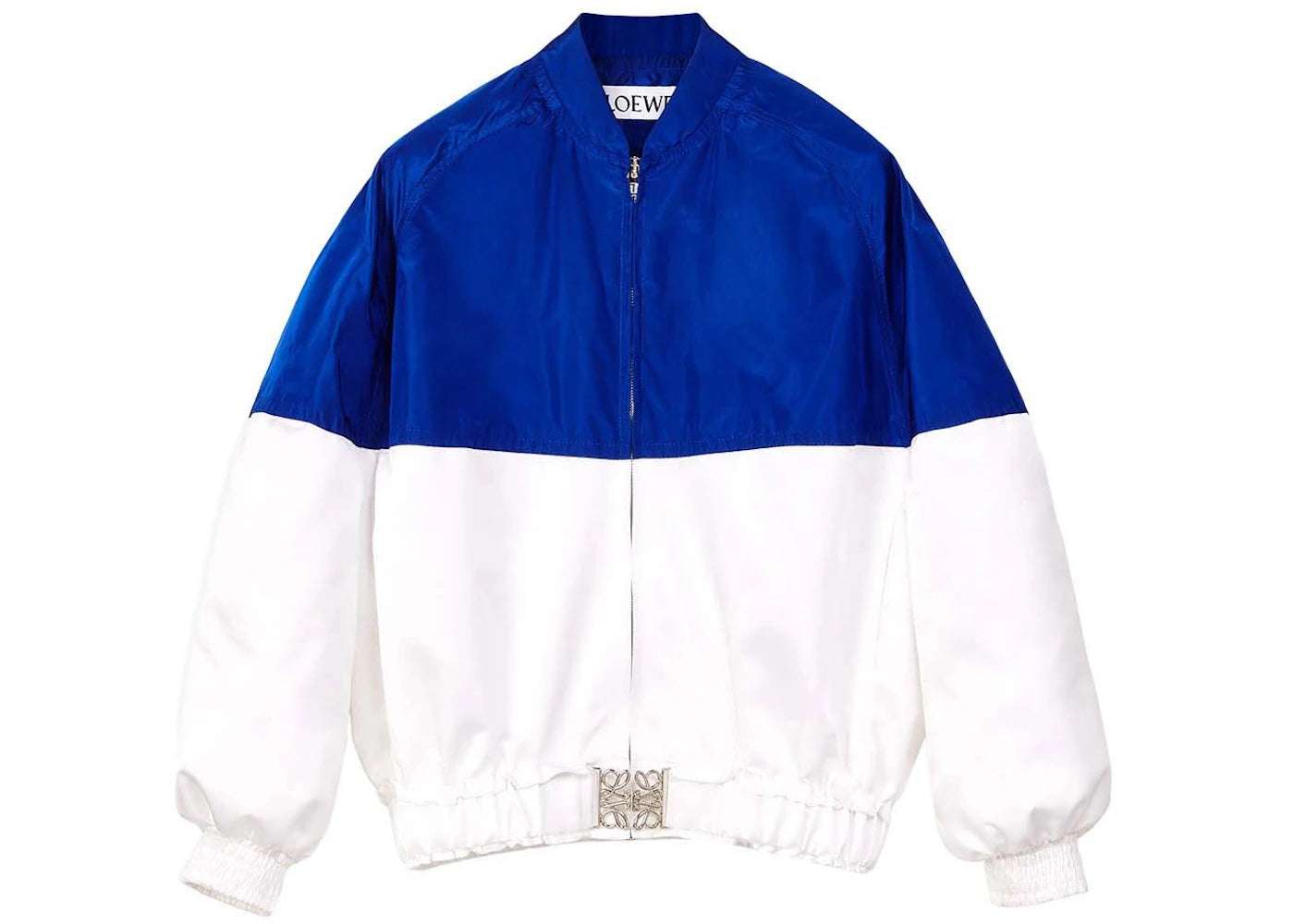 LOEWE Silk and Polyester Bomber Jacket Blue Klein