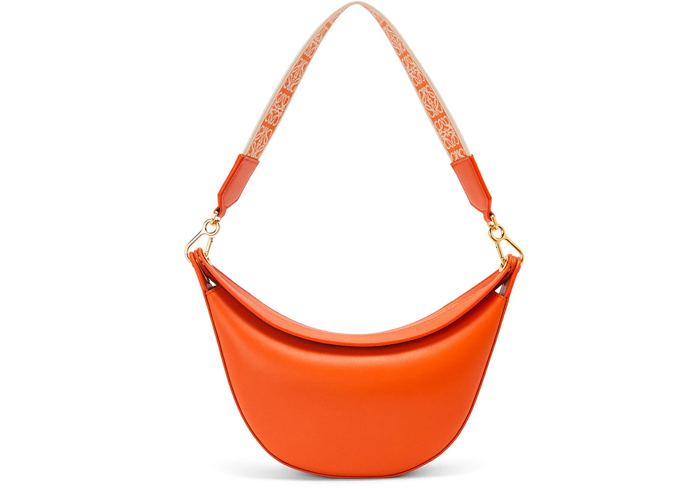 LOEWE Small Luna Bag in Satin Calfskin and Jacquard Orange