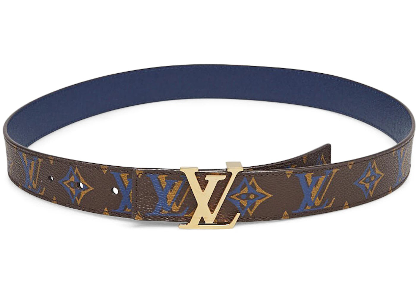 Louis Vuitton Belt LV Initiales Reversible Monogram Rainbow Brown/Blue