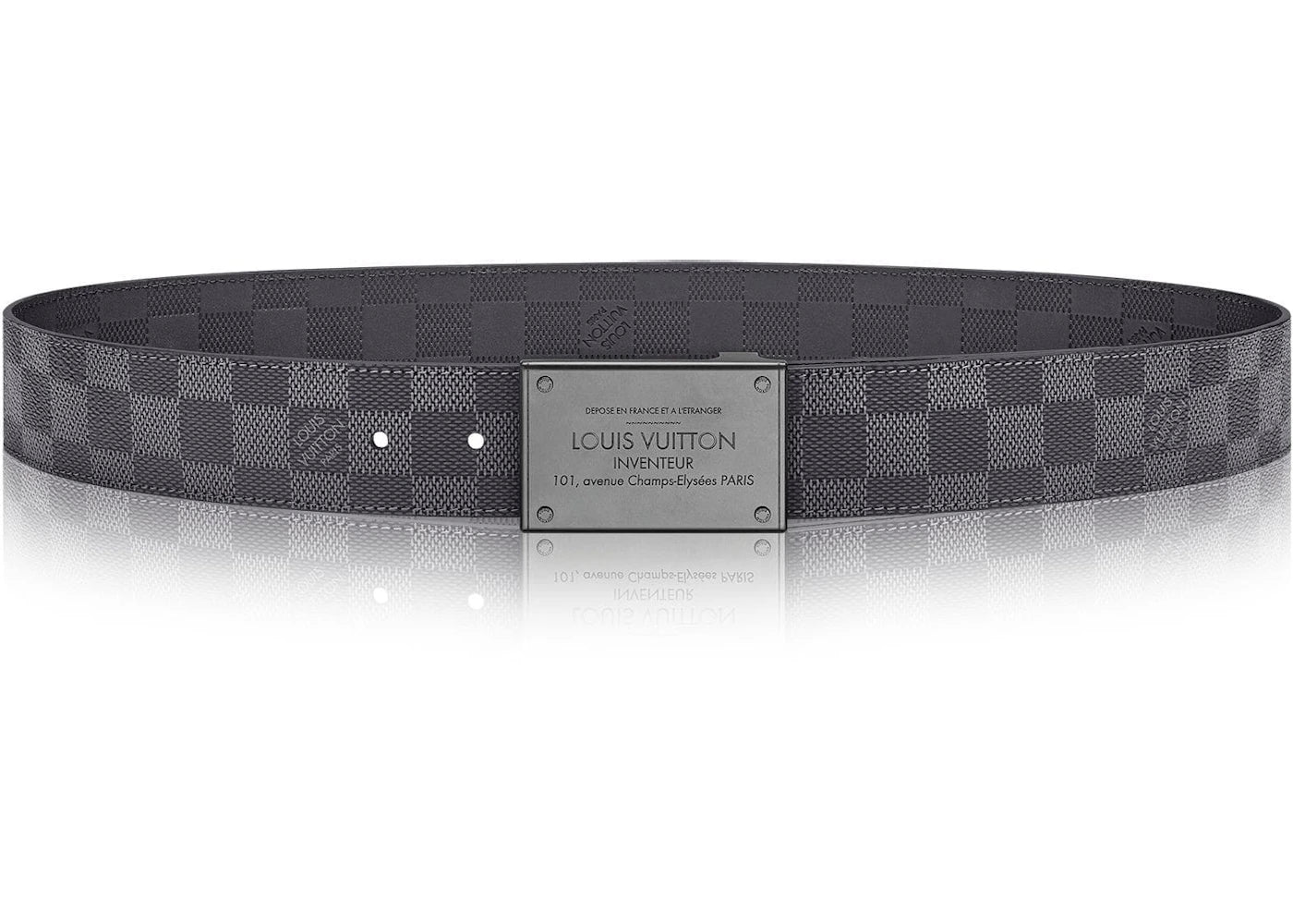 Louis Vuitton Belt Neo Inventeur Reversible Damier Graphite Ruthenium Buckle 40mm Black/Grey