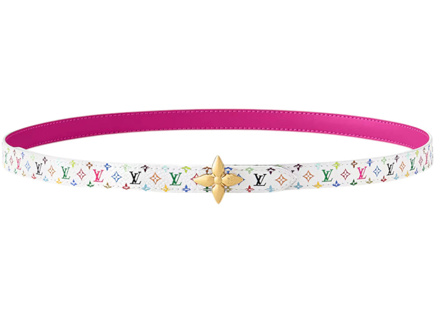 Louis Vuitton x Takashi Murakami Flowergram 15mm Reversible Belt White Multicolored
