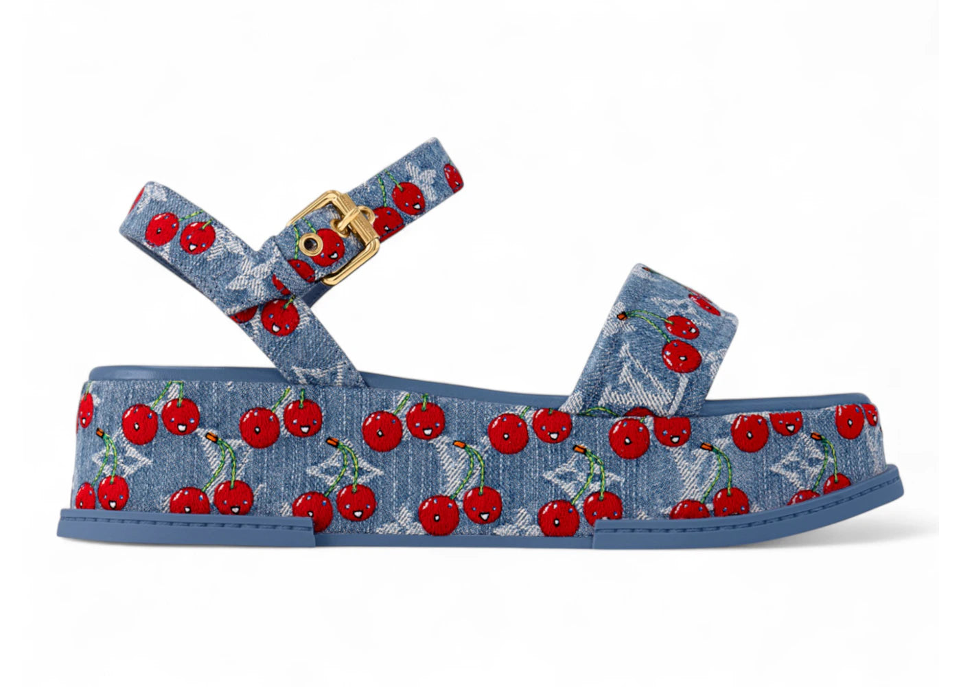 Louis Vuitton Cherry Maya Platform Sandal x Takashi Murakami Denim