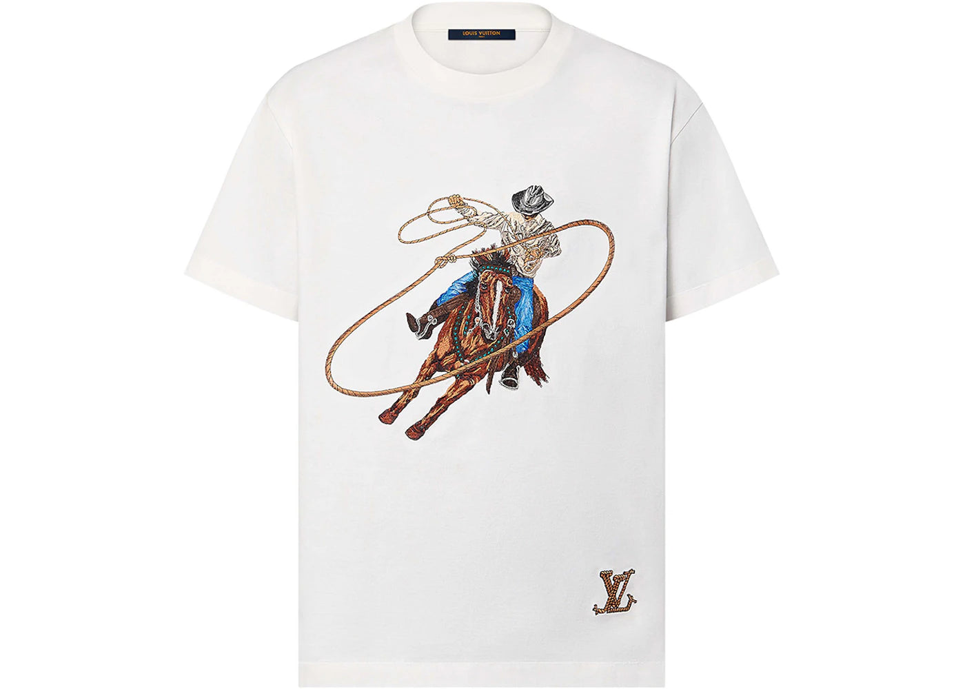 Louis Vuitton Graphic Embroidered Cotton T-Shirt Milky White