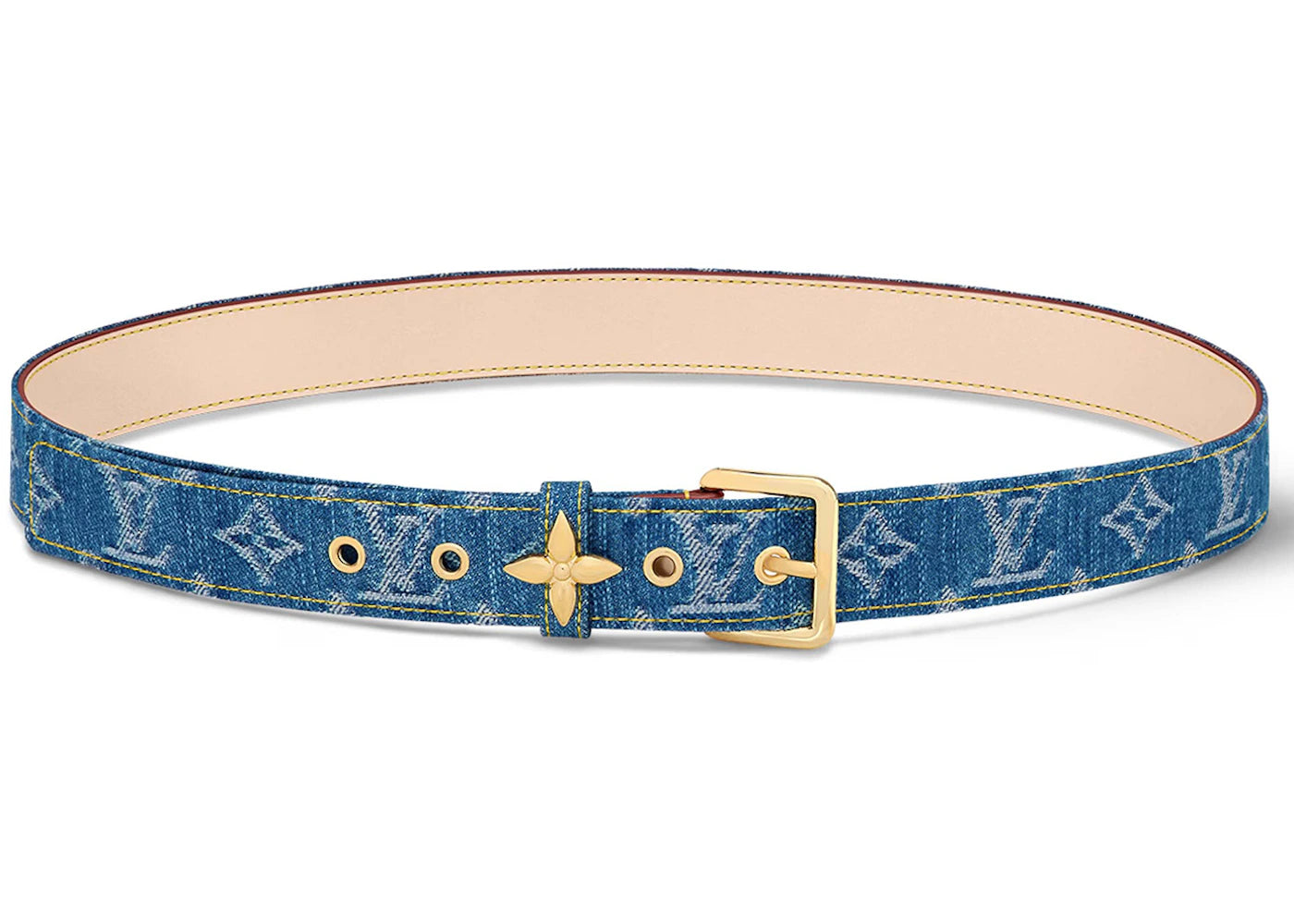 Louis Vuitton LV Flowergram Ardillon 30mm Belt Monogram Denim Blue
