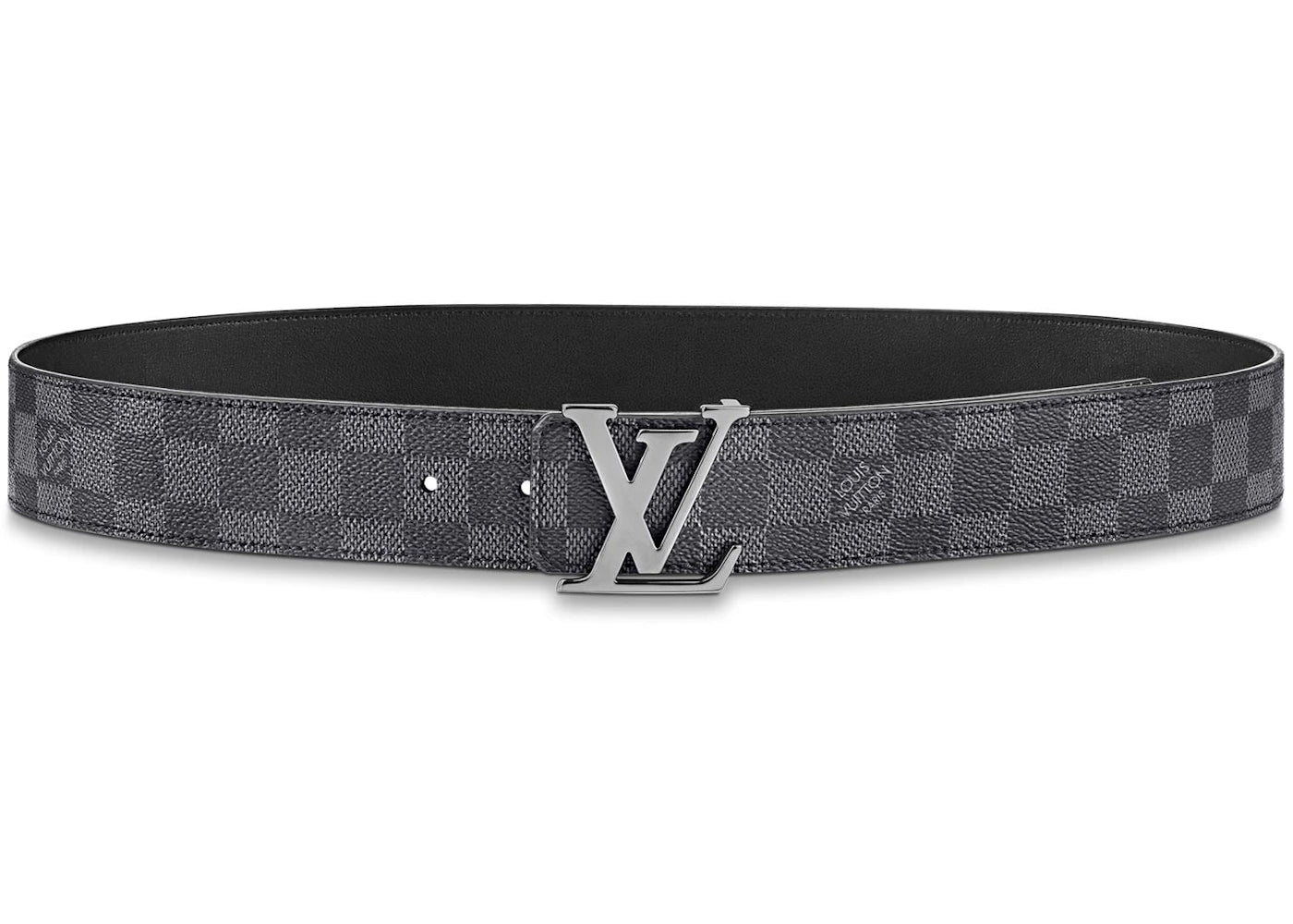 Louis Vuitton LV Initiales Silver Buckle Reversible Belt Damier Graphite 40mm Black Lining