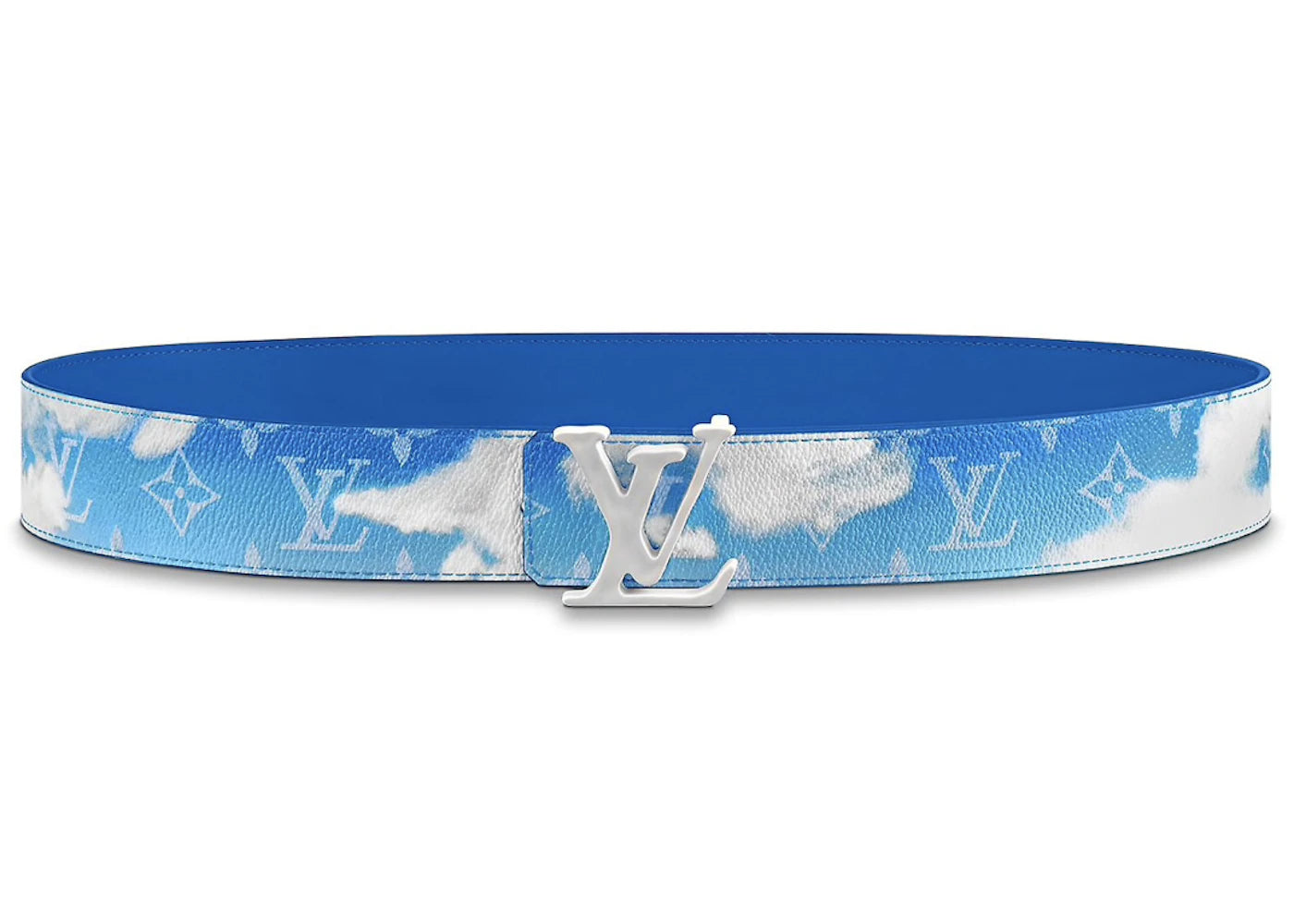 Louis Vuitton LV Shape Reversible Belt Clouds Monogram 40MM Blue