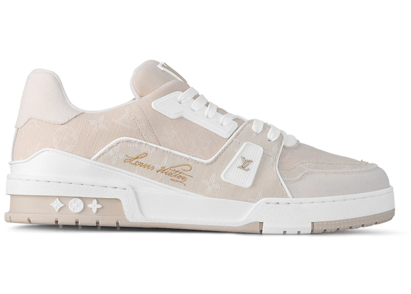 Louis Vuitton LV Trainer Beige White Monogram Denim