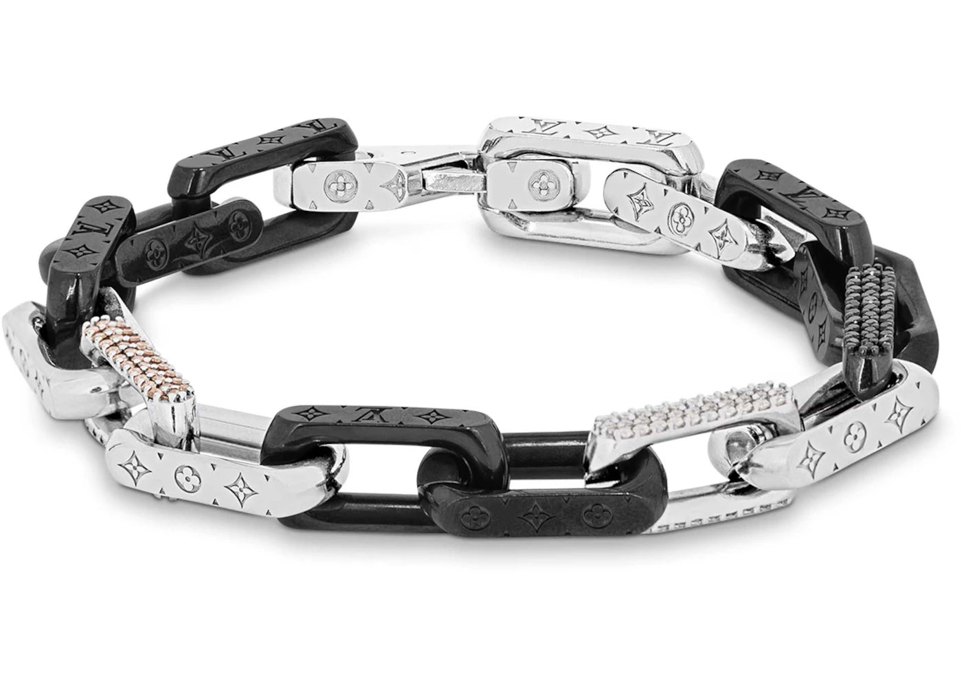 Louis Vuitton Monogram Chain Bracelet Silver/Black/Ruthenium