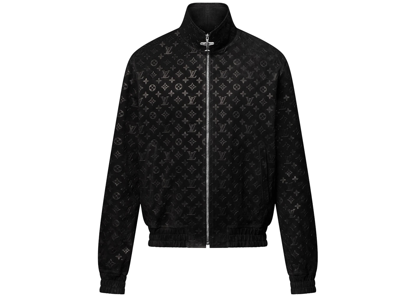 Louis Vuitton Monogram Debossed Suede Tracksuit Jacket Black