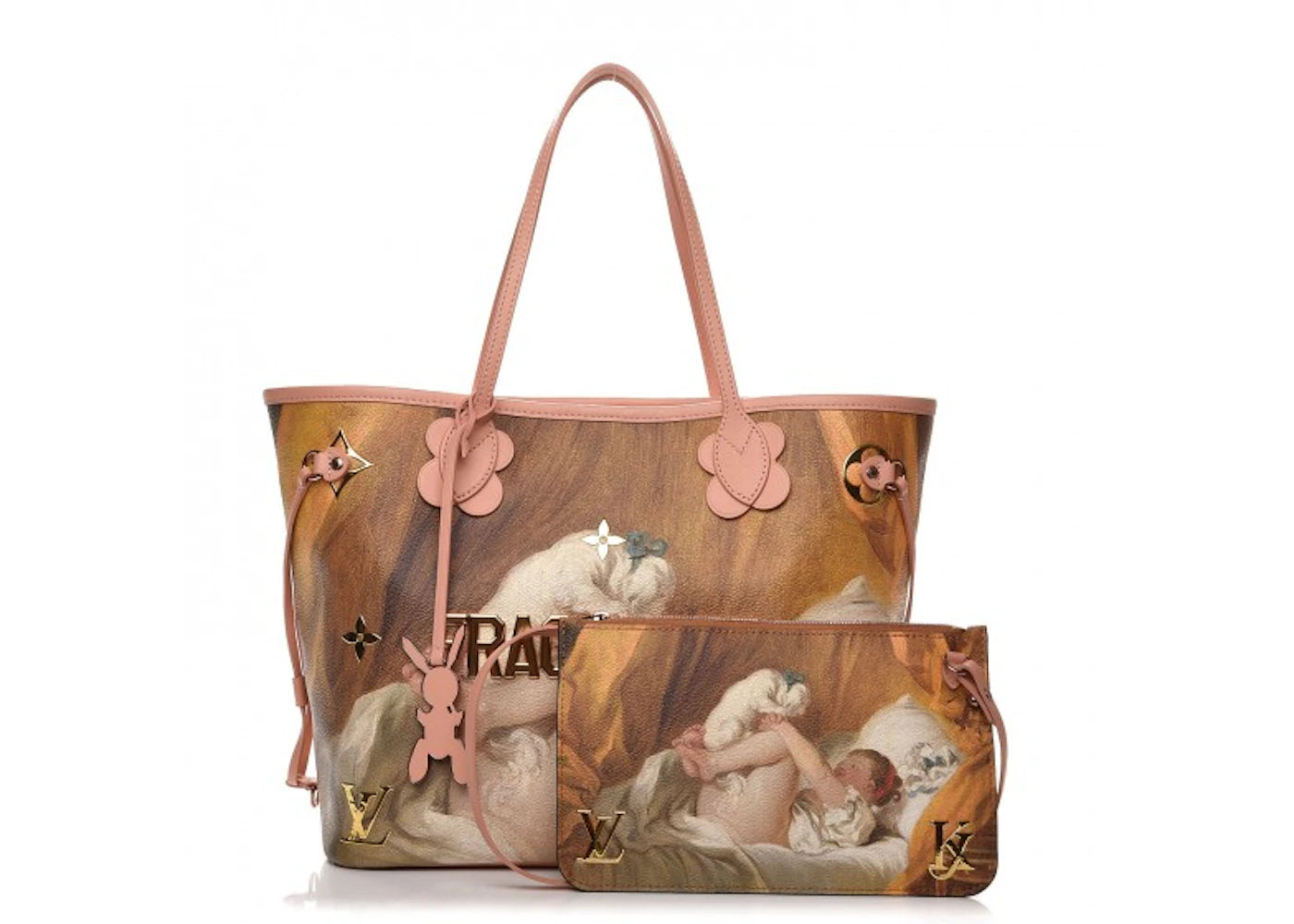 Louis Vuitton x Jeff Koons Neverfull Jean-Honore Fragonard Masters MM Pink Multicolor