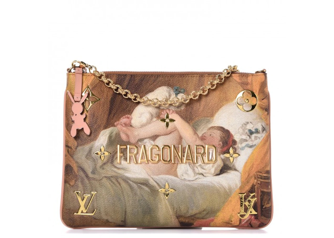 Louis Vuitton Clutch Jean Honore Fragonard Masters Jeff Koons Pink Multicolor