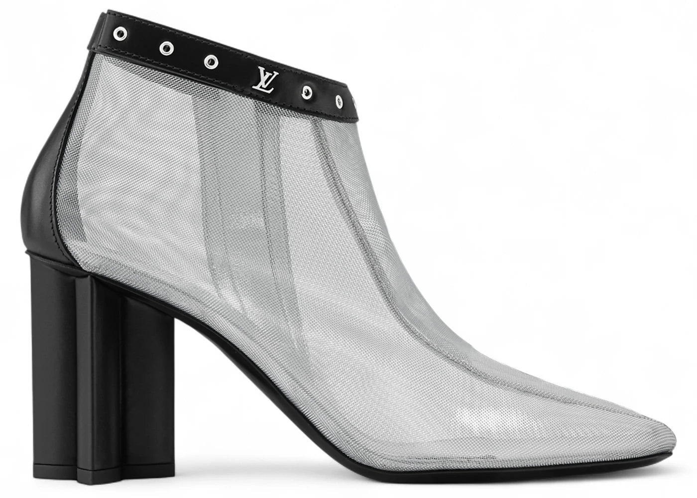Louis Vuitton Silhouette Ankle Boots Silver Mesh Black Leather (Women's)