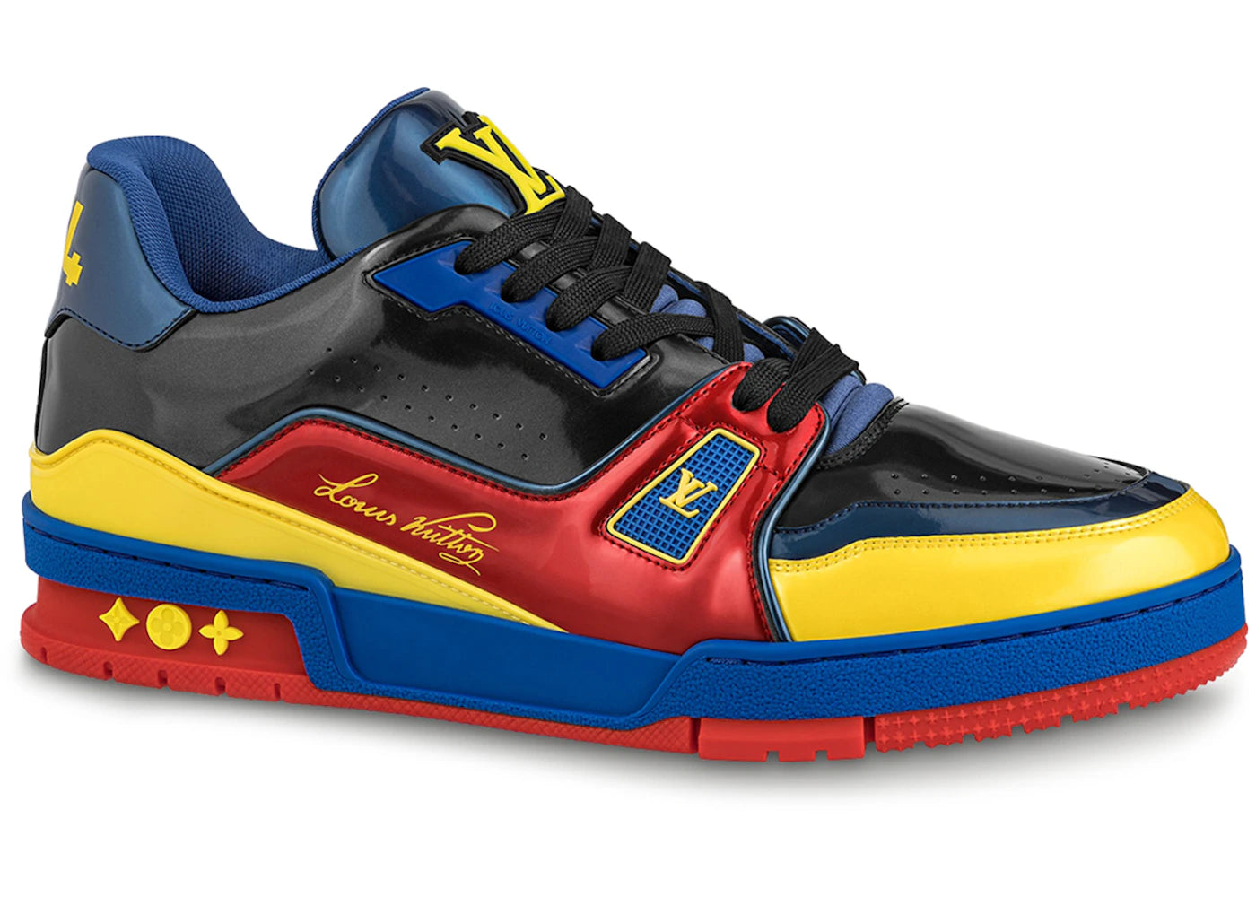 Louis Vuitton Trainer Black Marine Navy Blue Red Yellow