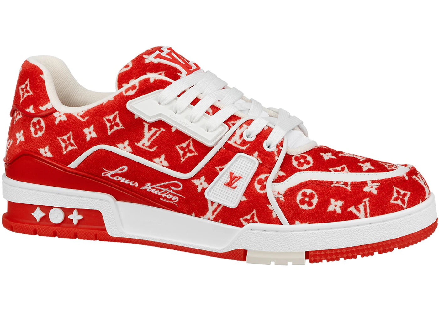 Louis Vuitton Trainer Red Monogram Textile