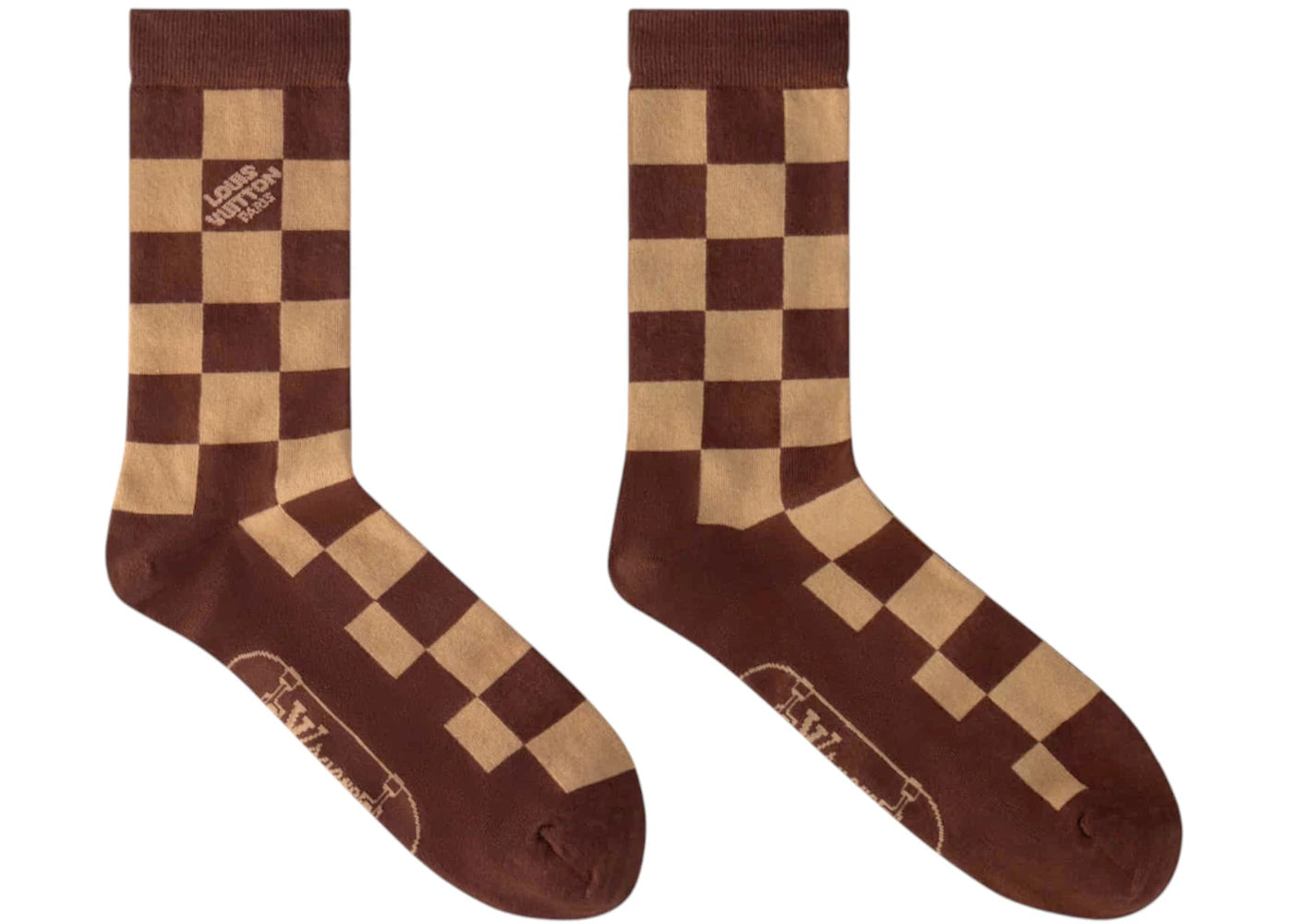 Louis Vuitton x Nigo Damier Skate Socks Brown