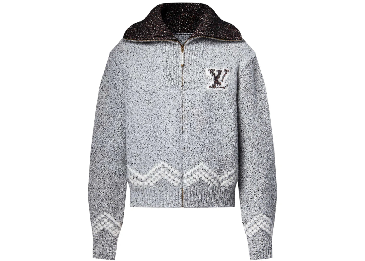 Louis Vuitton x Nigo Zippered Knitted Jacket Light Gray