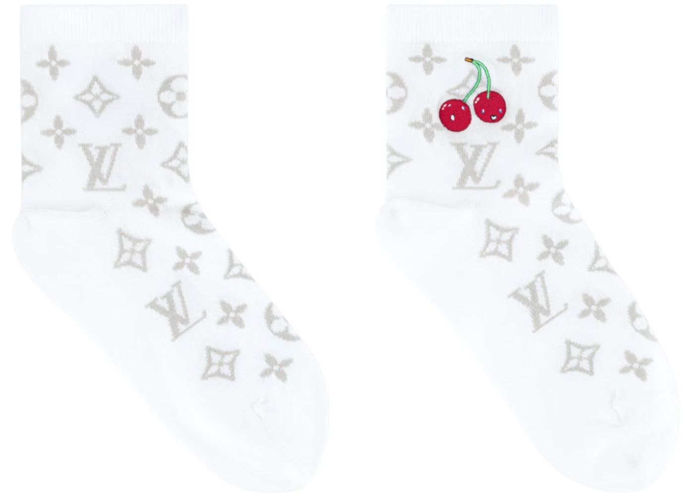 Louis Vuitton x Takashi Murakami Monogram Cherry Socks White