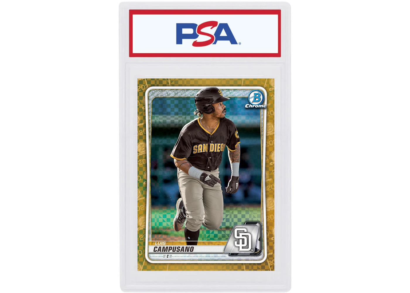 Luis Campusano 2020 Bowman Chrome X Gold X-Fractor /3 #BCP-218