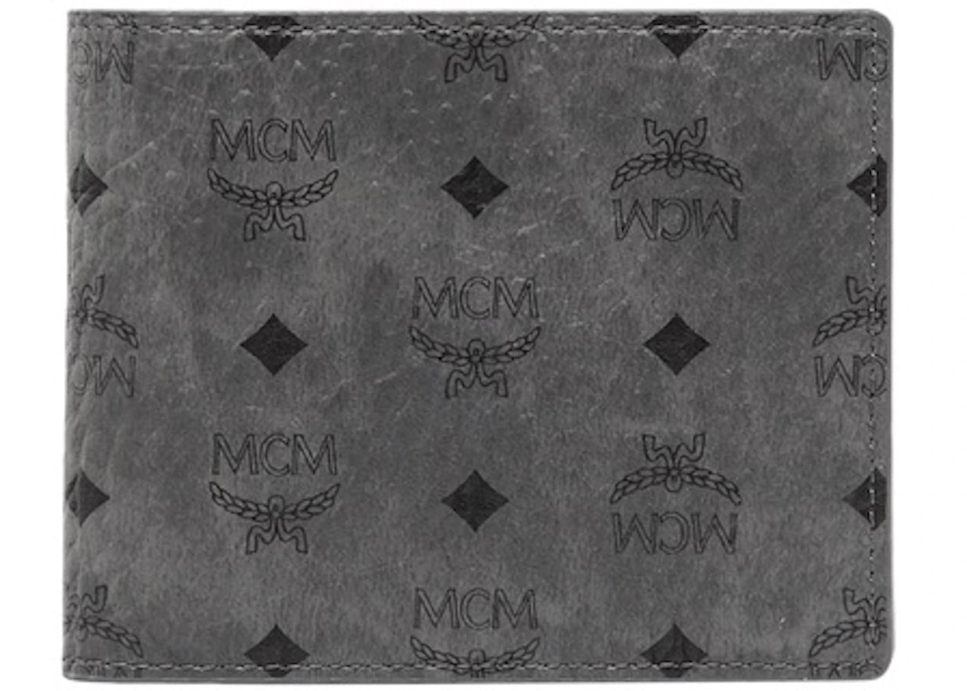 MCM Bifold Wallet Visetos With Card Case Small Phantom Grey
