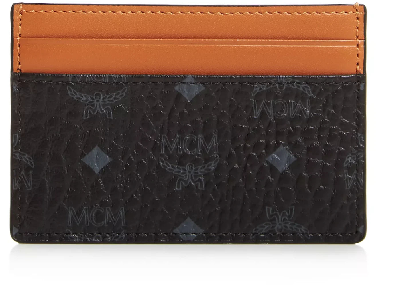 MCM Claus Card Case Visetos (4 Card Slots) Black Cognac