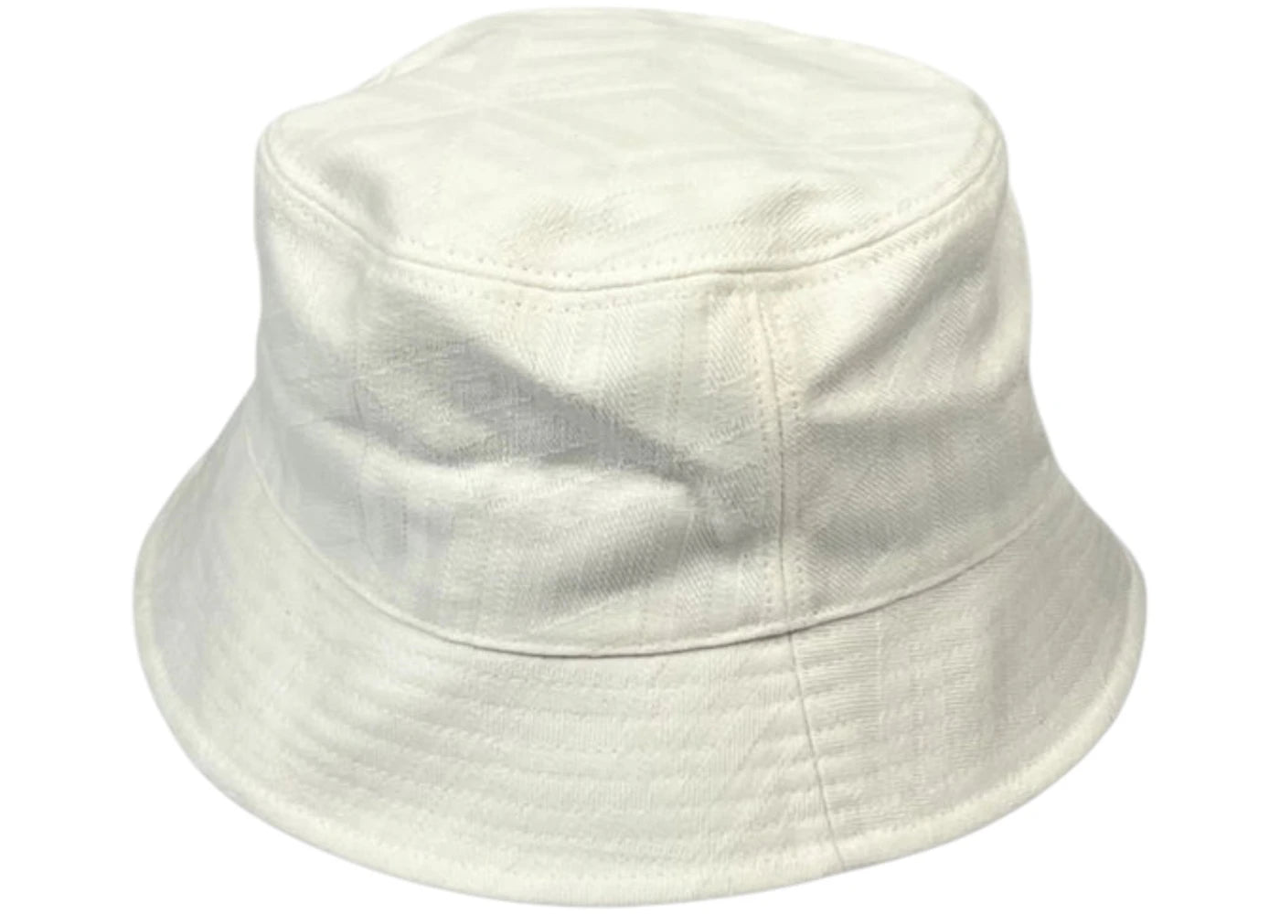 MCM Cubic Logo Denim Jacquard Bucket Hat White