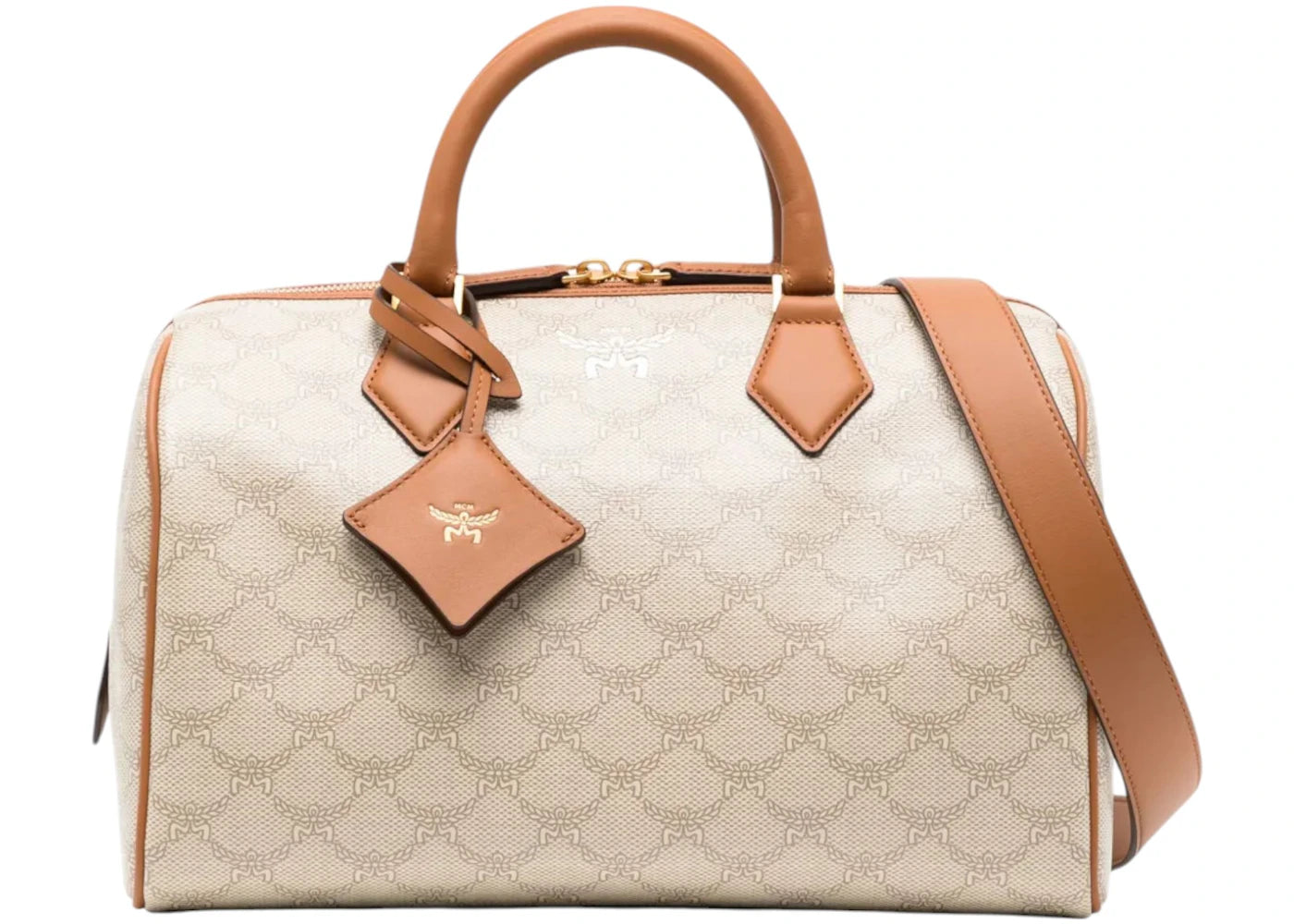 MCM Ella Lts Boston Medium Top Handle Oatmeal