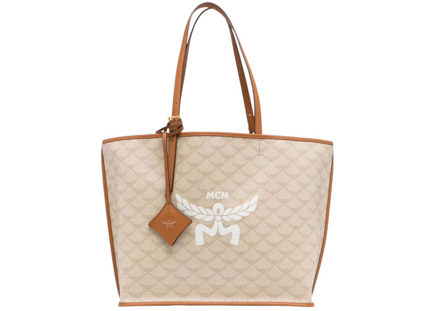 MCM Himmel Lts Shopper Medium Tote Oatmeal