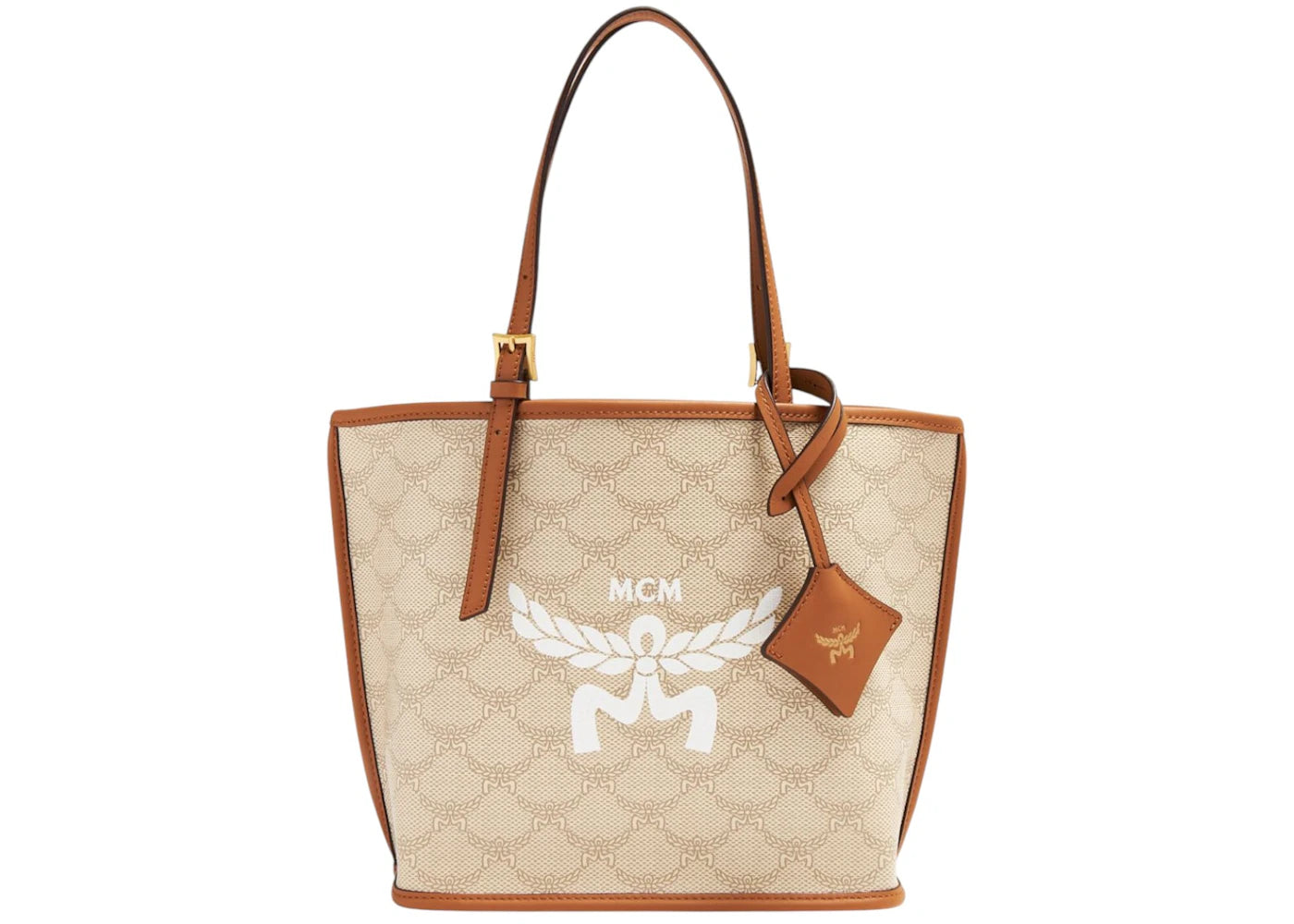 MCM Himmel Lts Shopper Mini Top Handle Oatmeal
