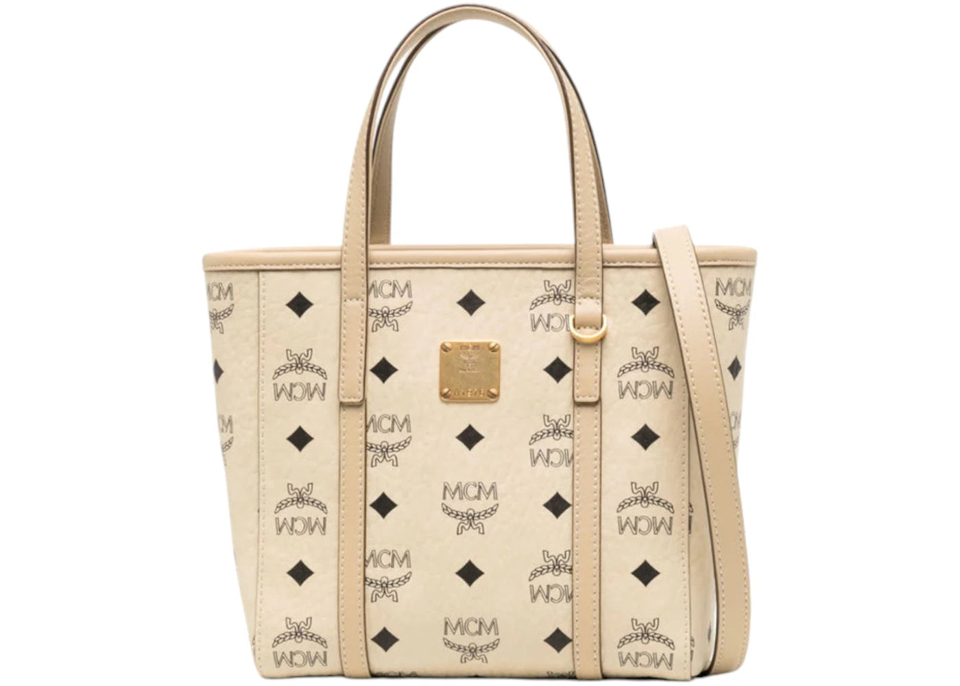 MCM Mcm Toni Vi Shopper Mini Top Handle Beige/Black