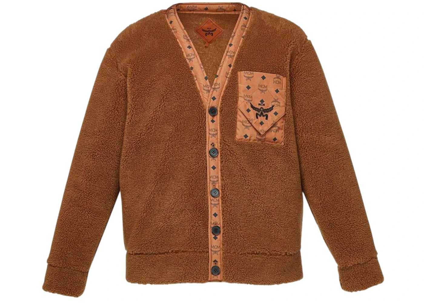 MCM Monogram Pocket Fleece Cardigan Jacket Brown
