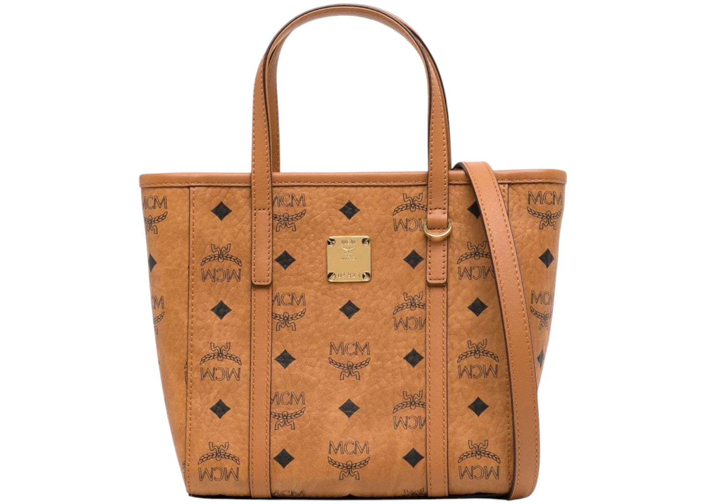 MCM Toni Vi Shopper Mni Top Handle Cognac