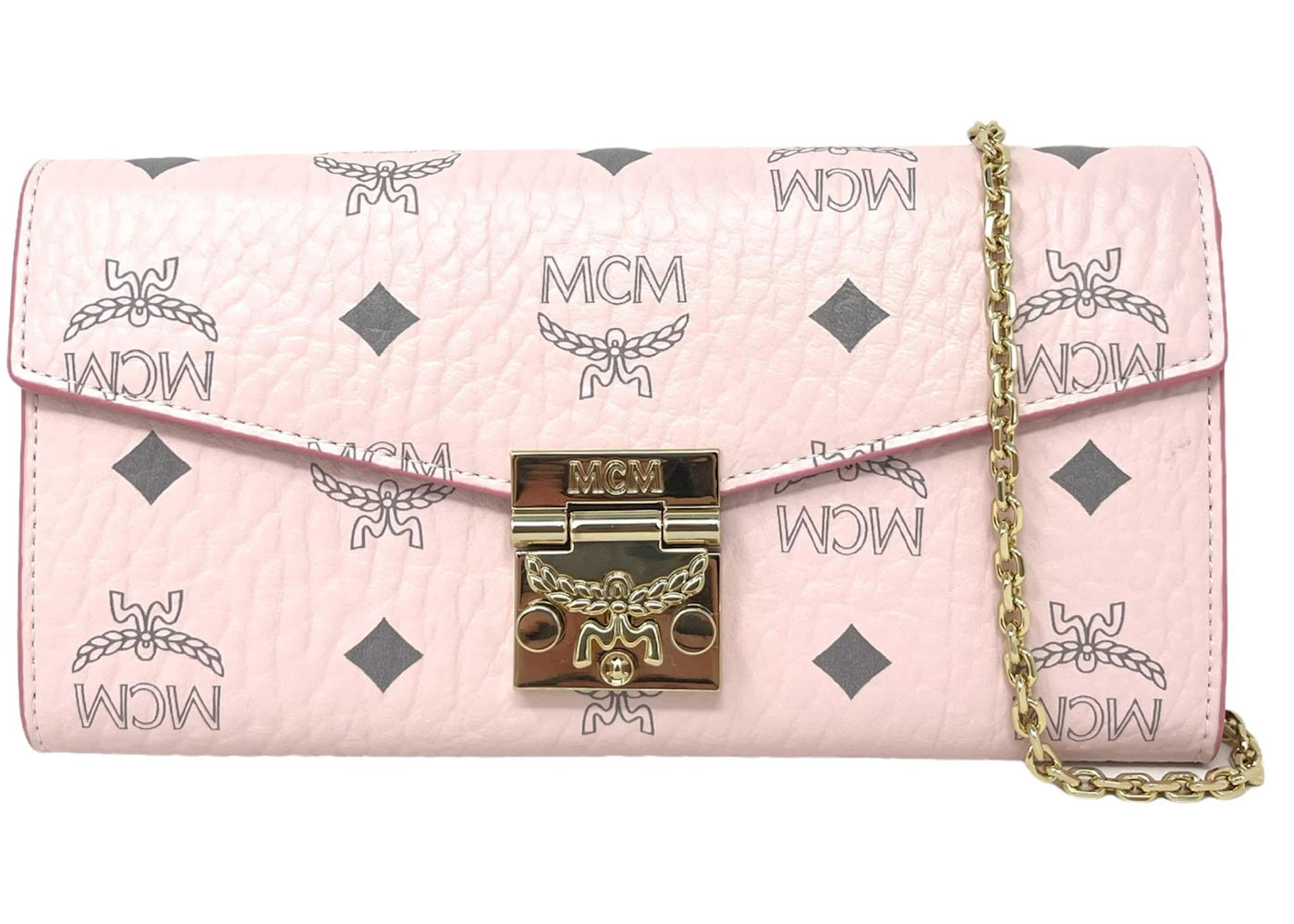 MCM Tracy Monogram Logo Wallet On Chain Crossbody Bag Pink