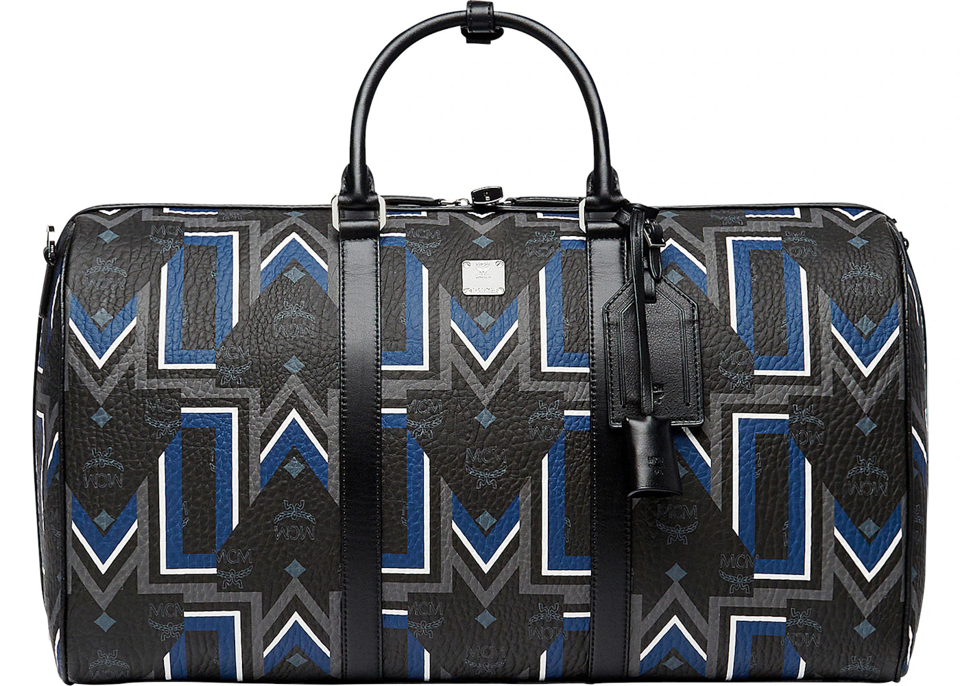 MCM Traveler Weekender Visetos Gunta Stripe Large Black