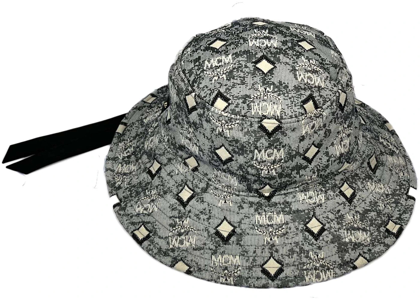 MCM Vintage Stud O Monogram Jacquard Bucket Hat Grey