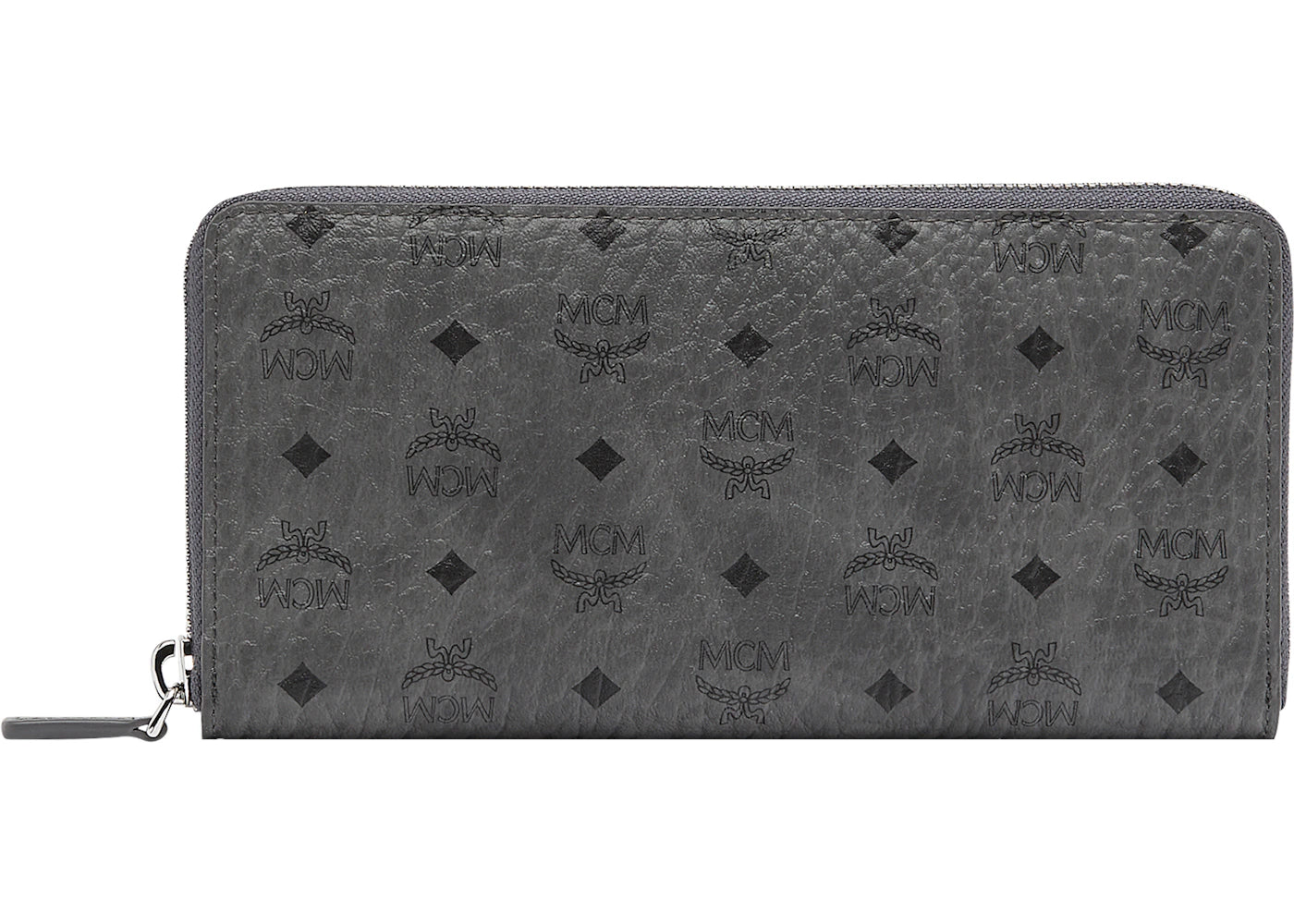 MCM Zip Around Wallet Monogram Visetos Original Large Phantom Grey