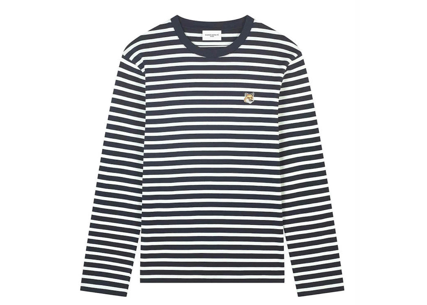 Maison Kitsune Fox Head Patch Regular Marin Tee-Shirt Navy Stripes