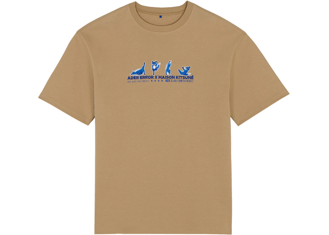 Maison Kitsune x Ader Error Yoga Blue Fox T-shirt Beige