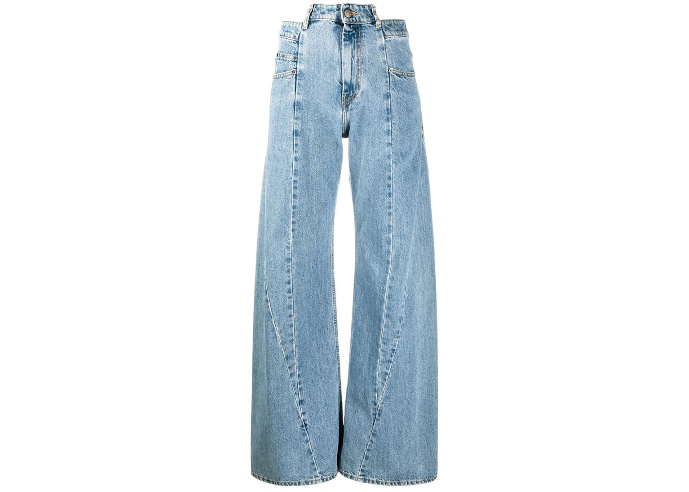 Maison Margiela Decortique Asymmetric Wide-Leg Jeans Blue