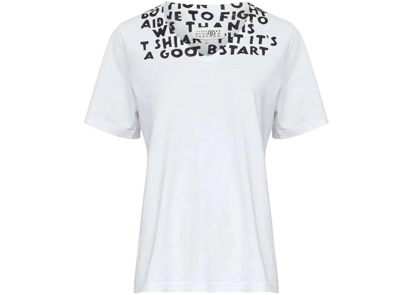 Maison Margiela MM6 V-Neck SIDA Print T-shirt White